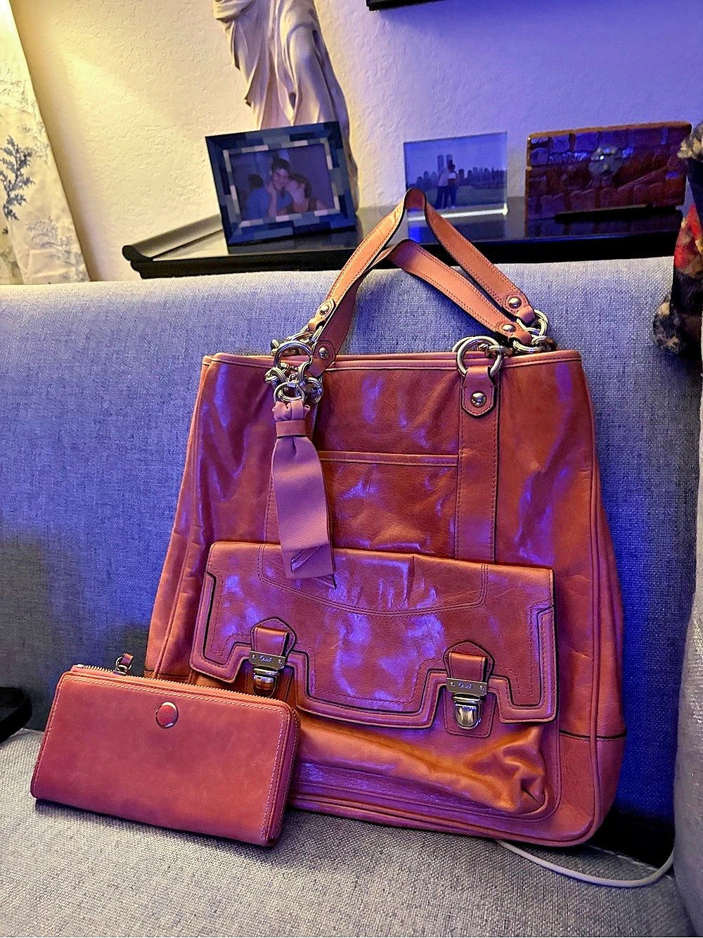 Coach tote with Matching Wallet melon color